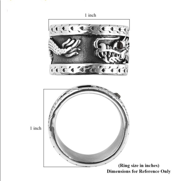 Mozambique Garnet Dragon Ring in Stainless Steel 1.00 ctw - Picture 6 of 8